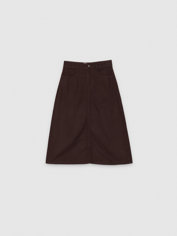  Plain midi skirt chocolate front view