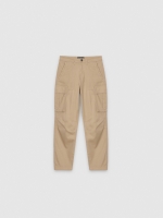 %Pto% Calça cargo chino regular bege vista frontal