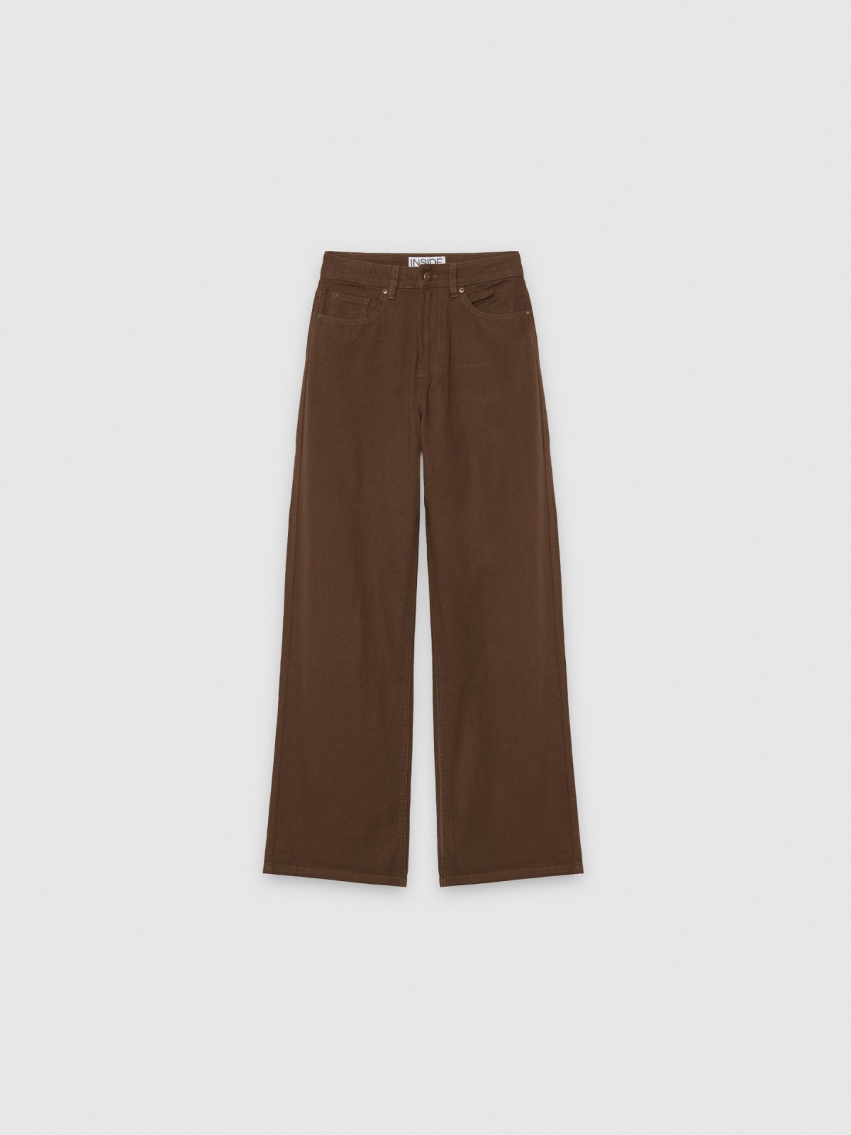 %Pto% Wide cotton twill pants dark brown front view