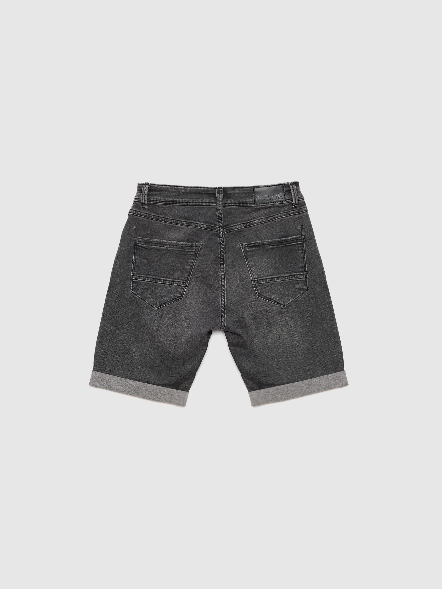 Washed gray denim Bermuda shorts