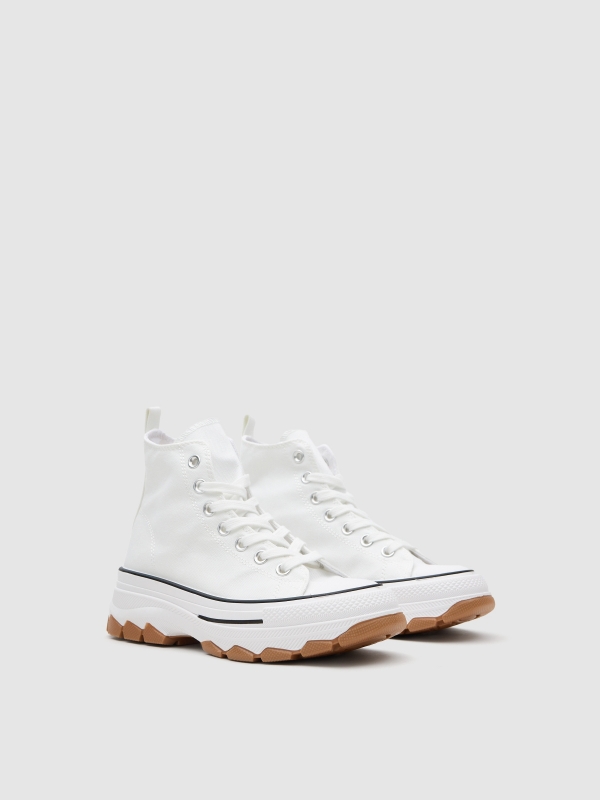 Canvas platform boot white 45º front view