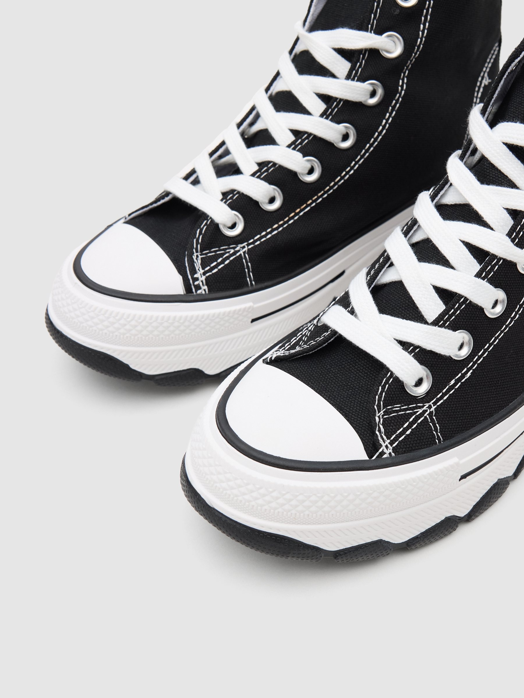 Botins de lona preta preto vista perfil