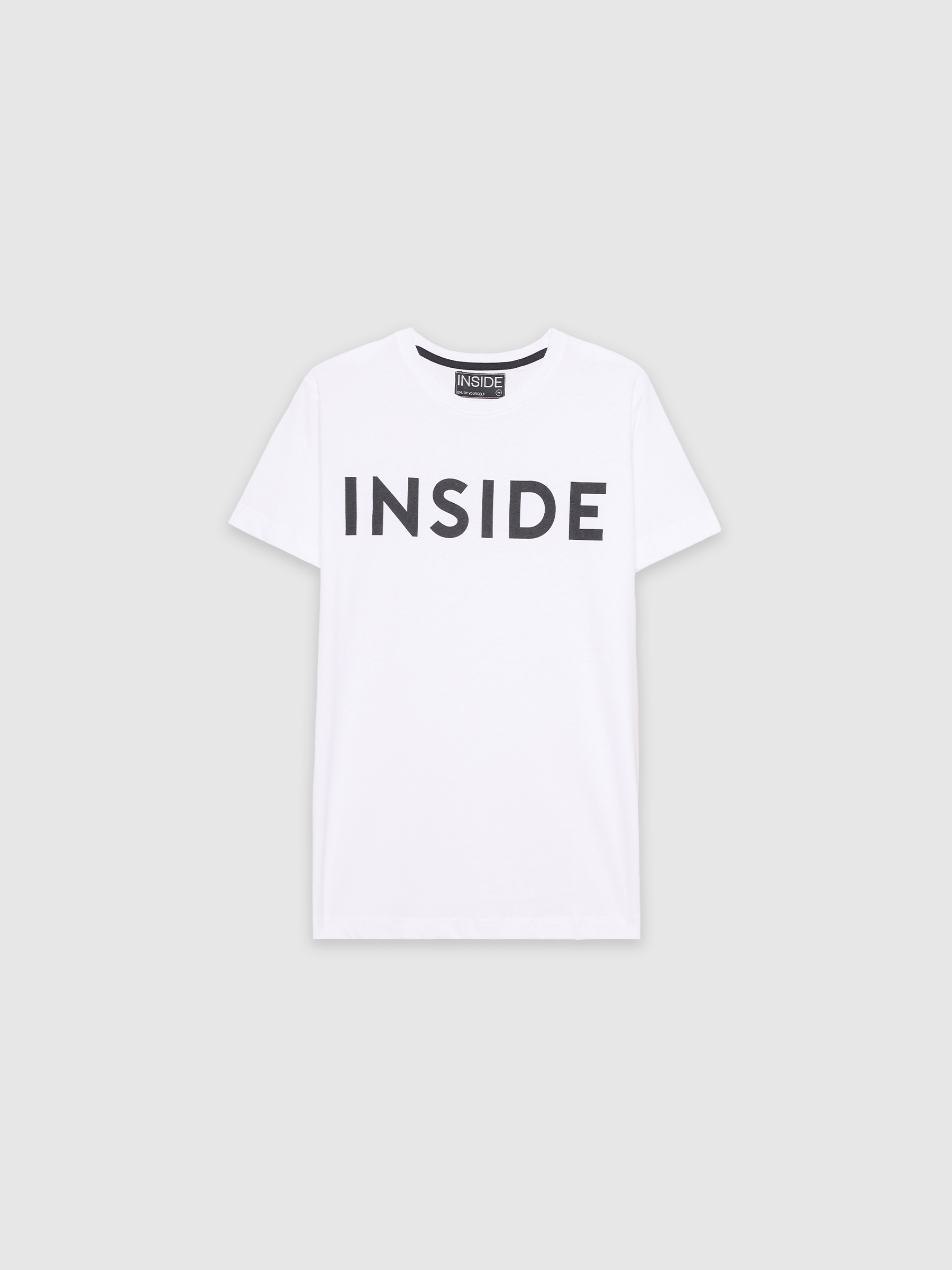 T-shirt básica INSIDE branco vista meia frontal