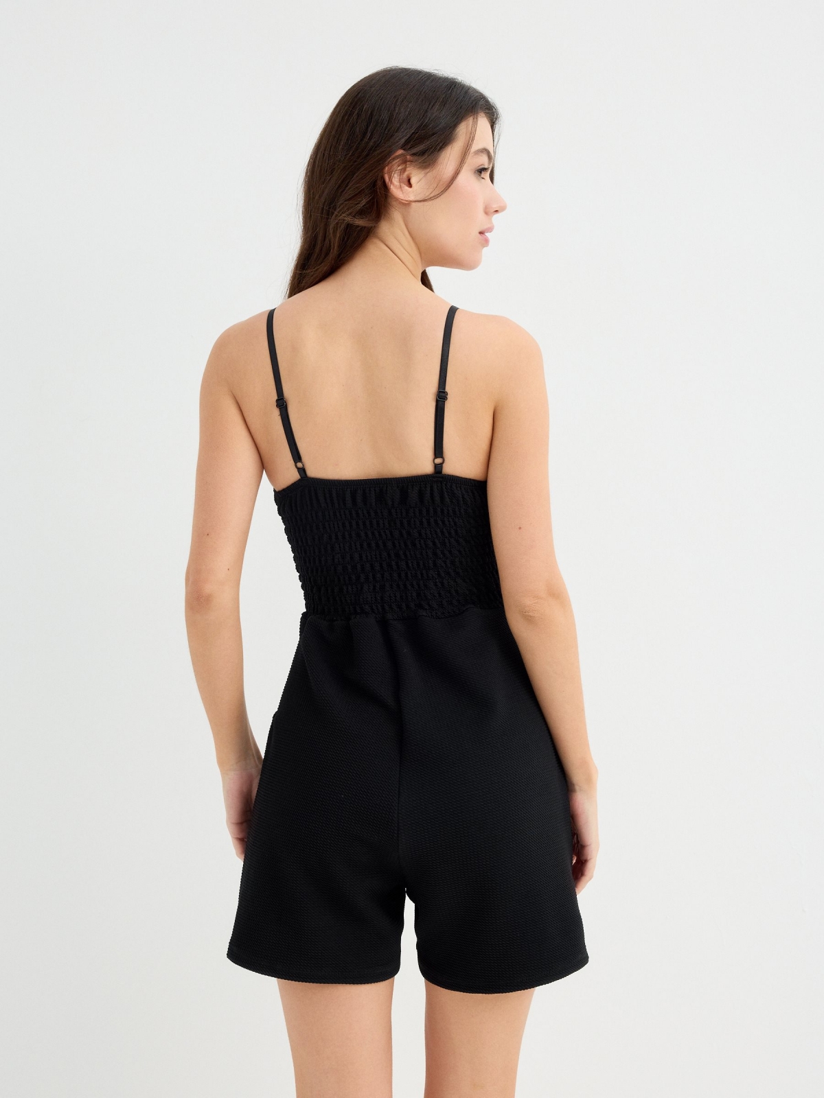 Flowing jumpsuit black middle back view