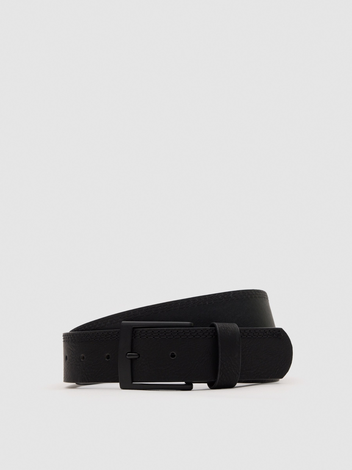 Stitching leather effect belt black detail view