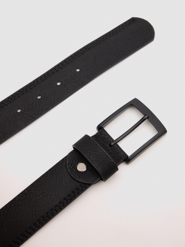 Stitching leather effect belt black detail view
