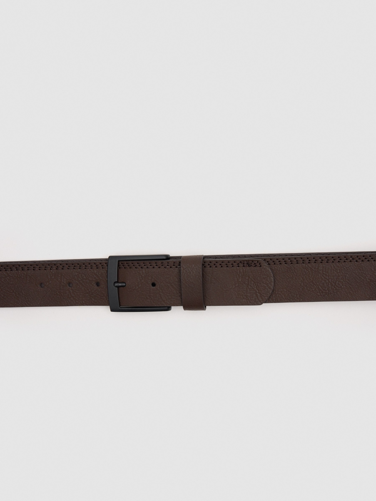 Stitching leather effect belt brown detail view