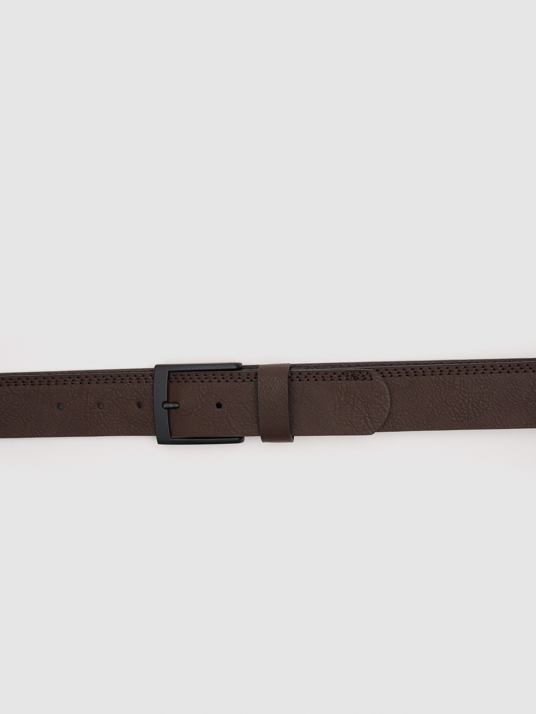 Stitching leather effect belt brown