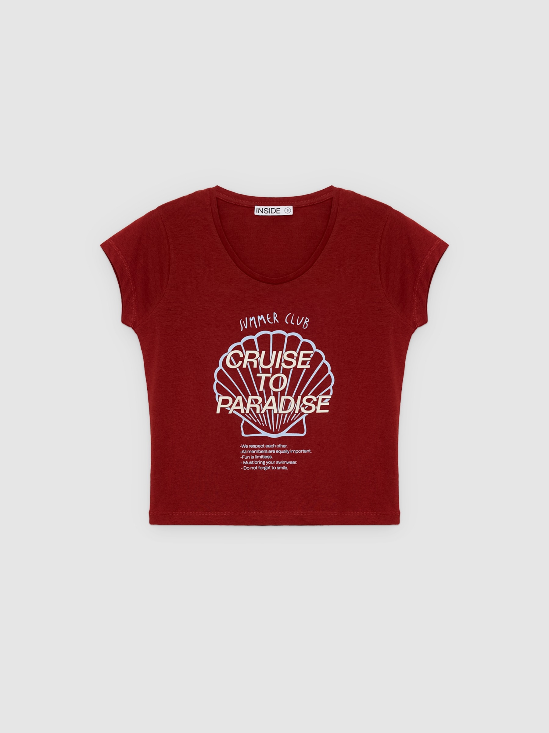 Camiseta verano paraíso teja vista media frontal