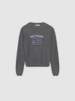 %Pto% Jersey with embroidered text grey front view