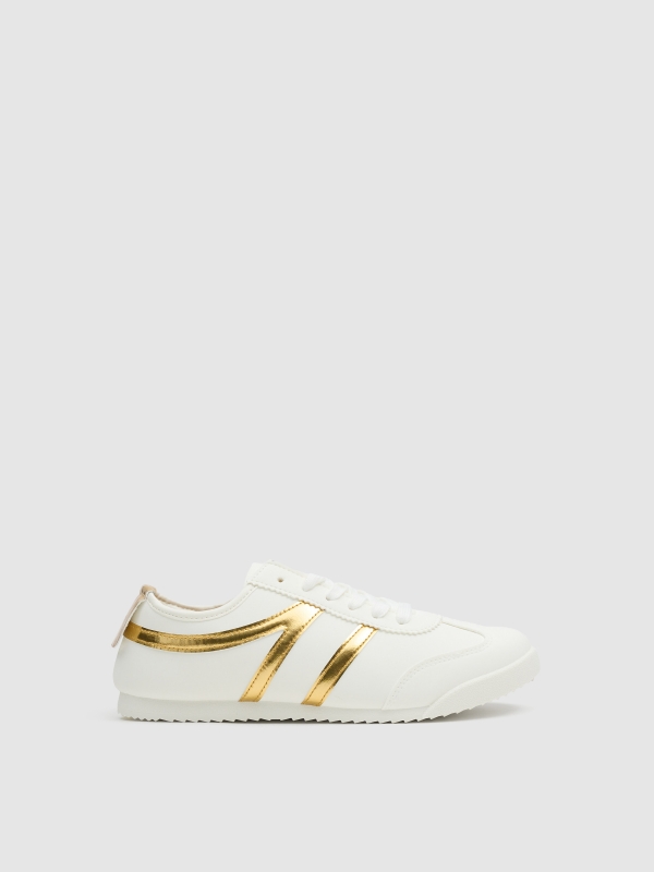 Desportiva pele sintética detalhes dourados dourado