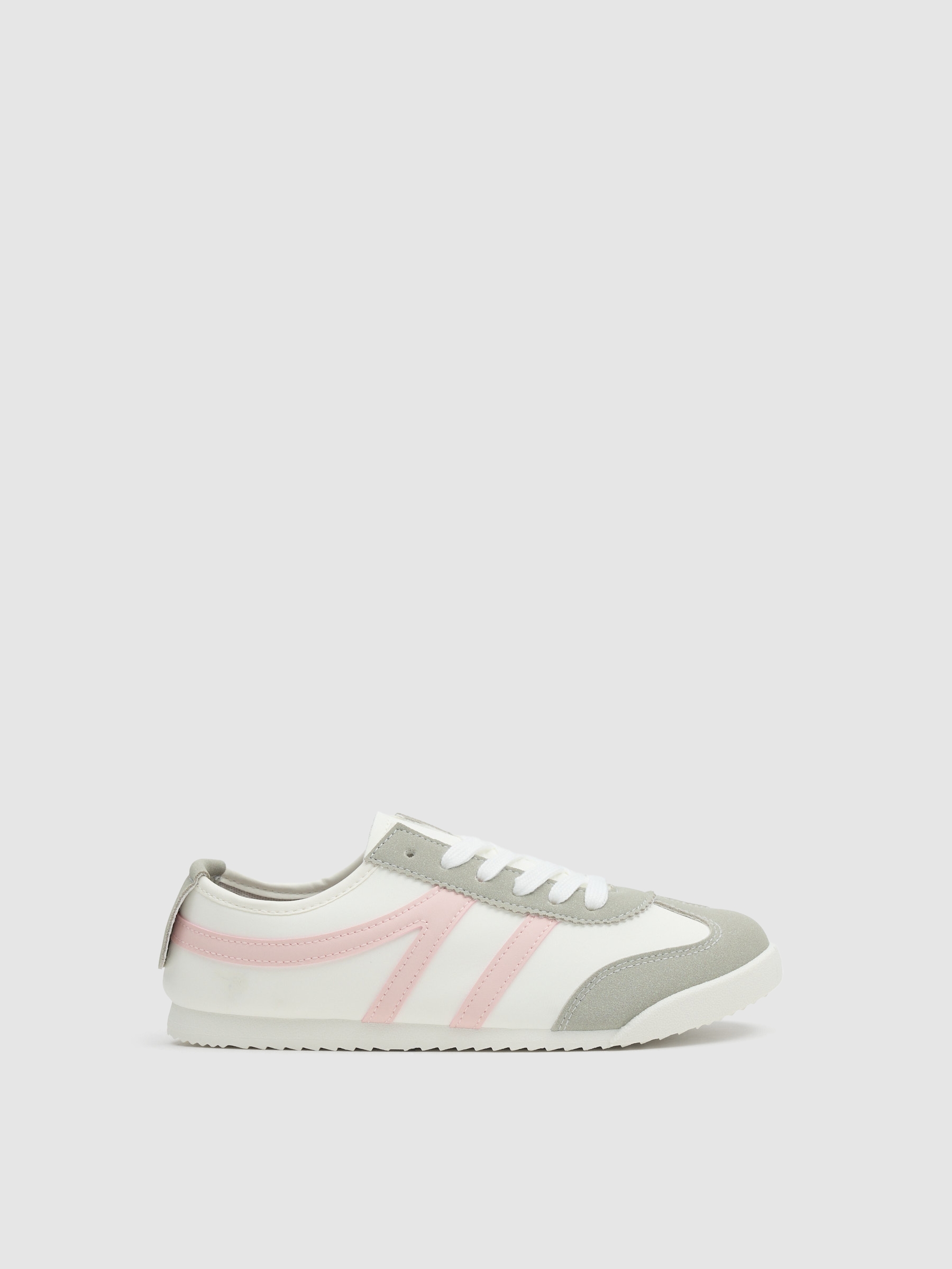 Combined faux leather sportswear white