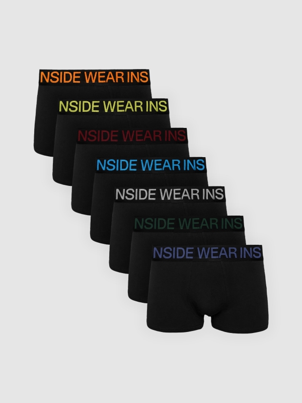 Pack of 7 plain black boxers