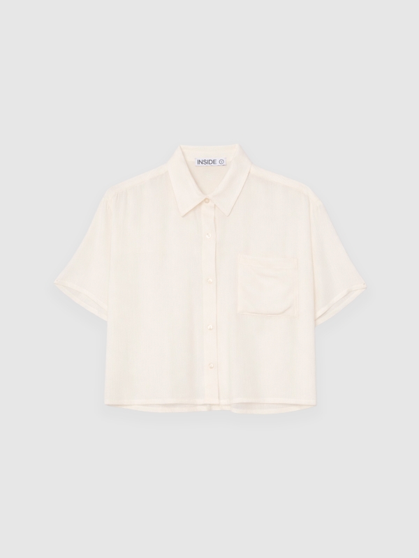  Crop bambula shirt beige front view