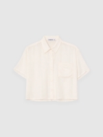 %Pto% Crop bambula shirt beige front view