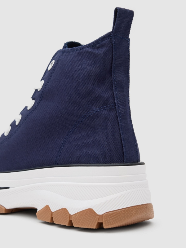 Blue canvas boot blue zenithal view