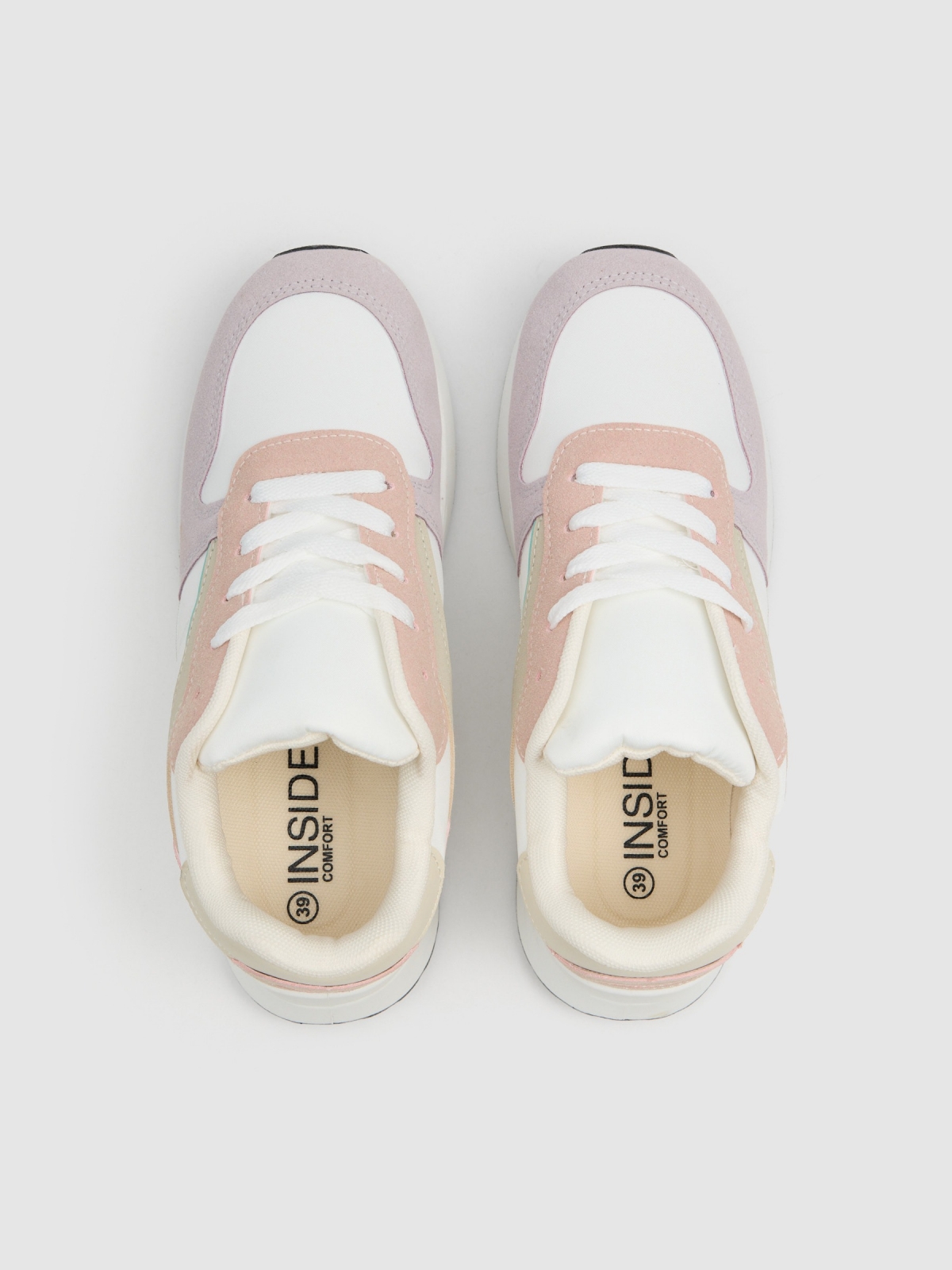 Combined faux leather running sportswear off white zenithal view