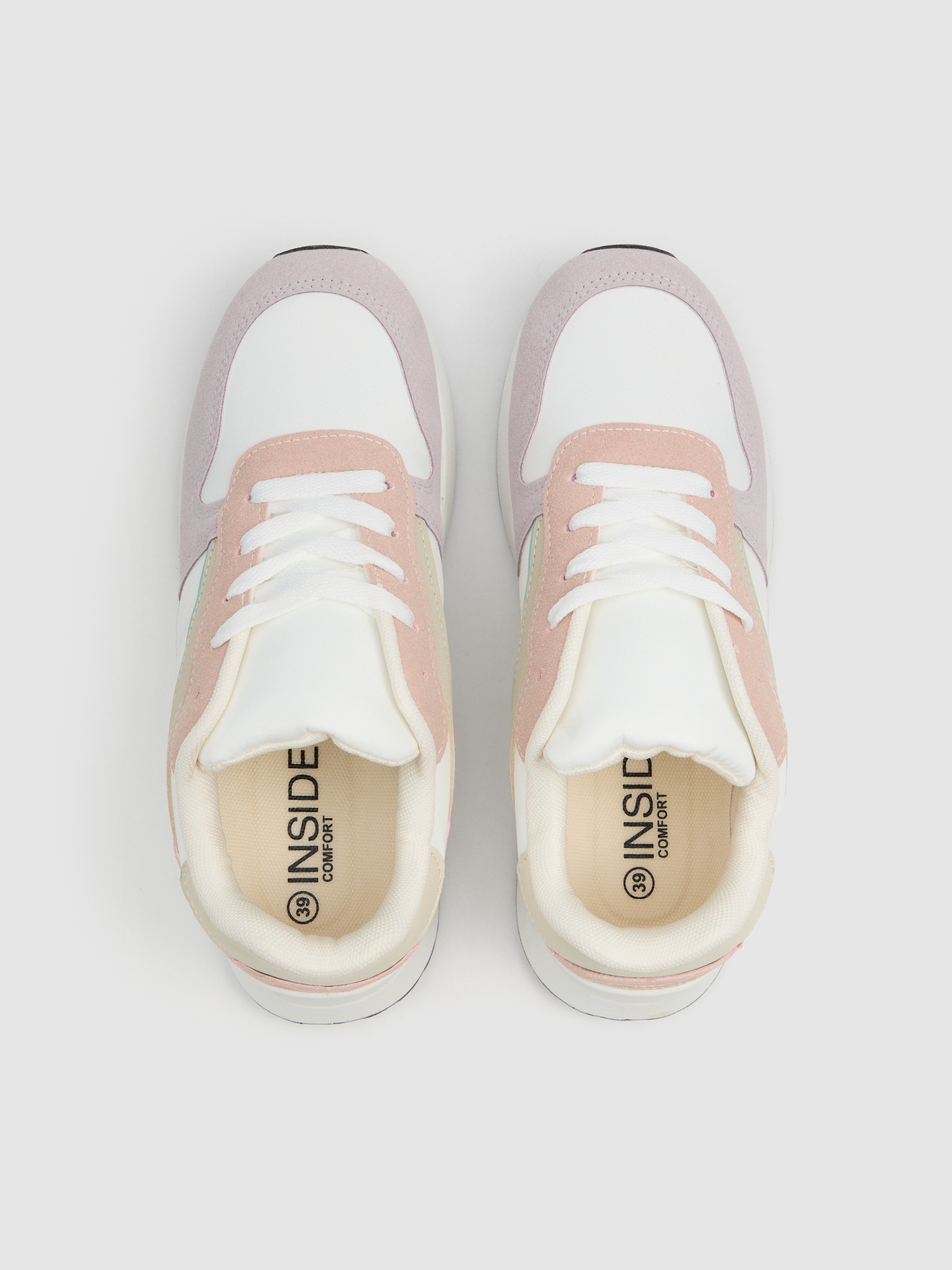 Combined faux leather running sportswear off white