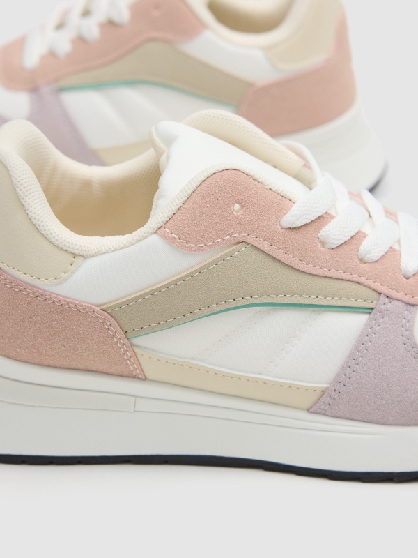 Combined faux leather running sportswear off white detail view