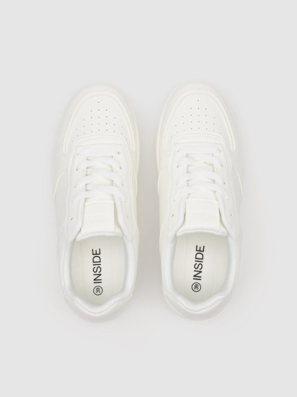 Faux leather sports shoe with platform white zenithal view