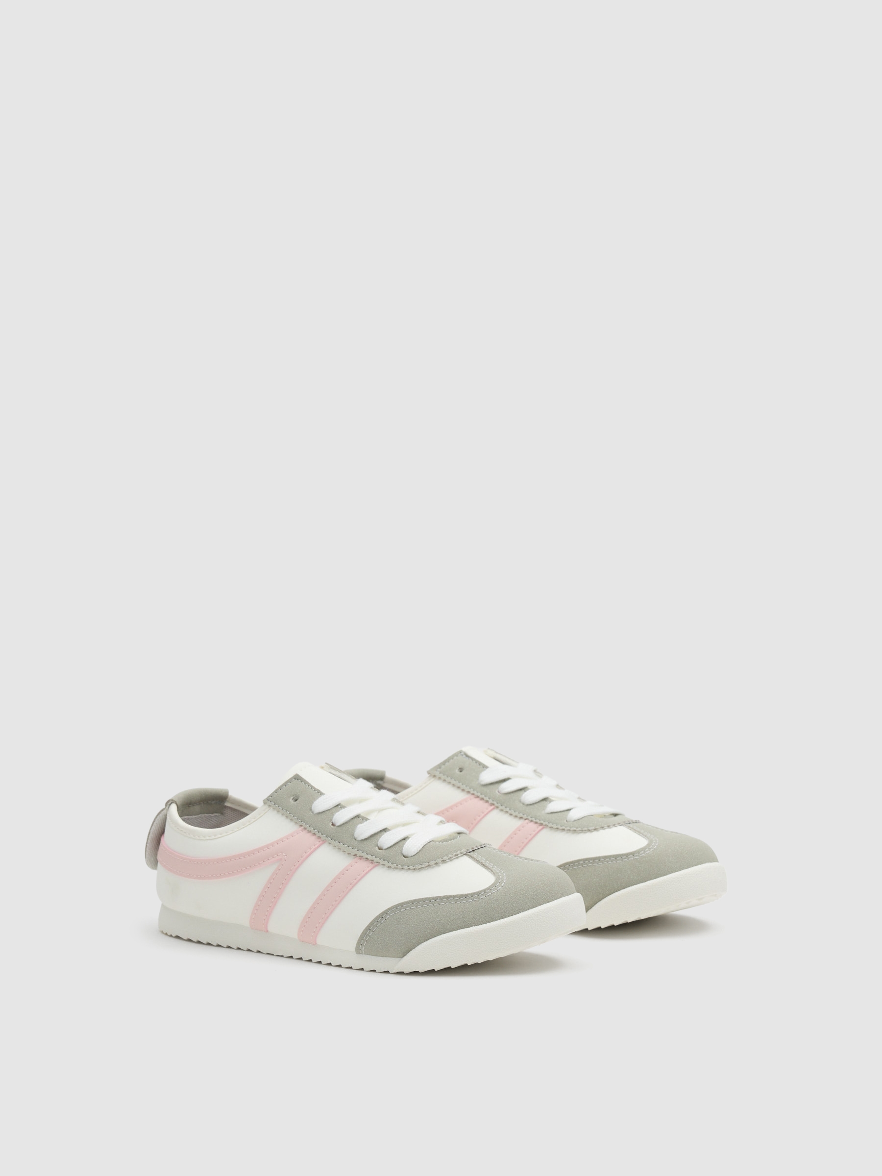 Combined faux leather sportswear white