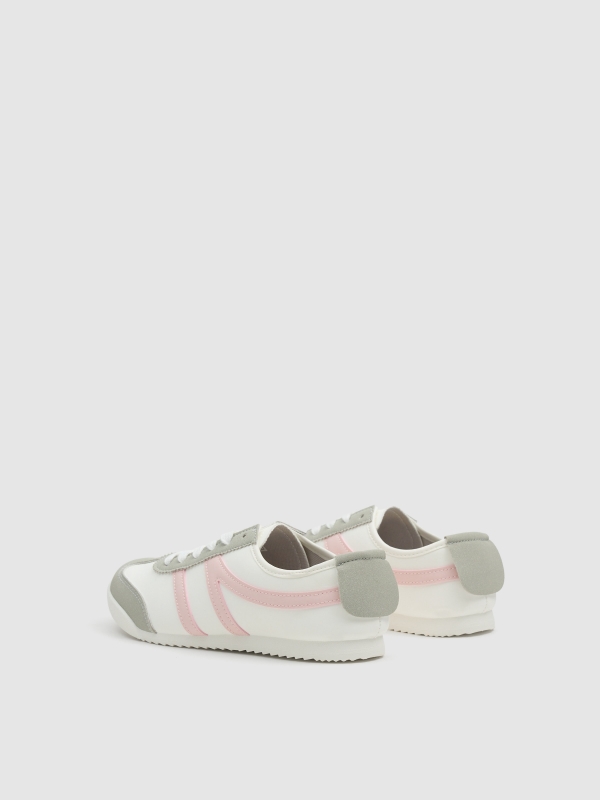 Combined faux leather sportswear white 45º back view