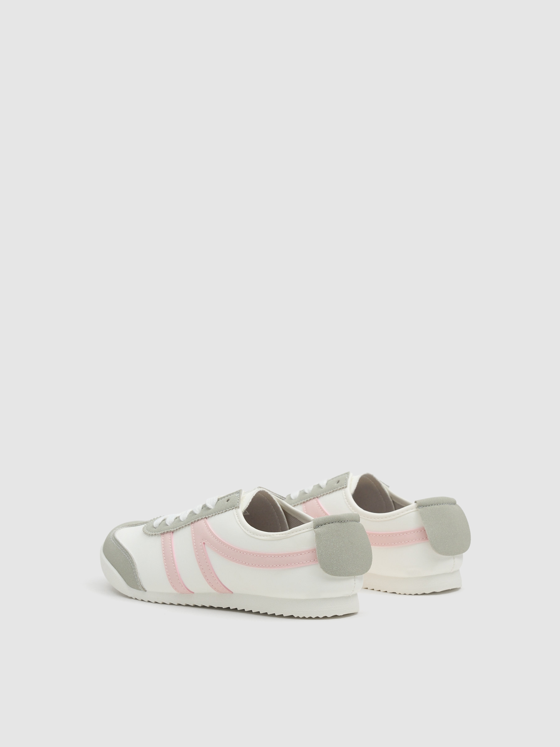 Combined faux leather sportswear white