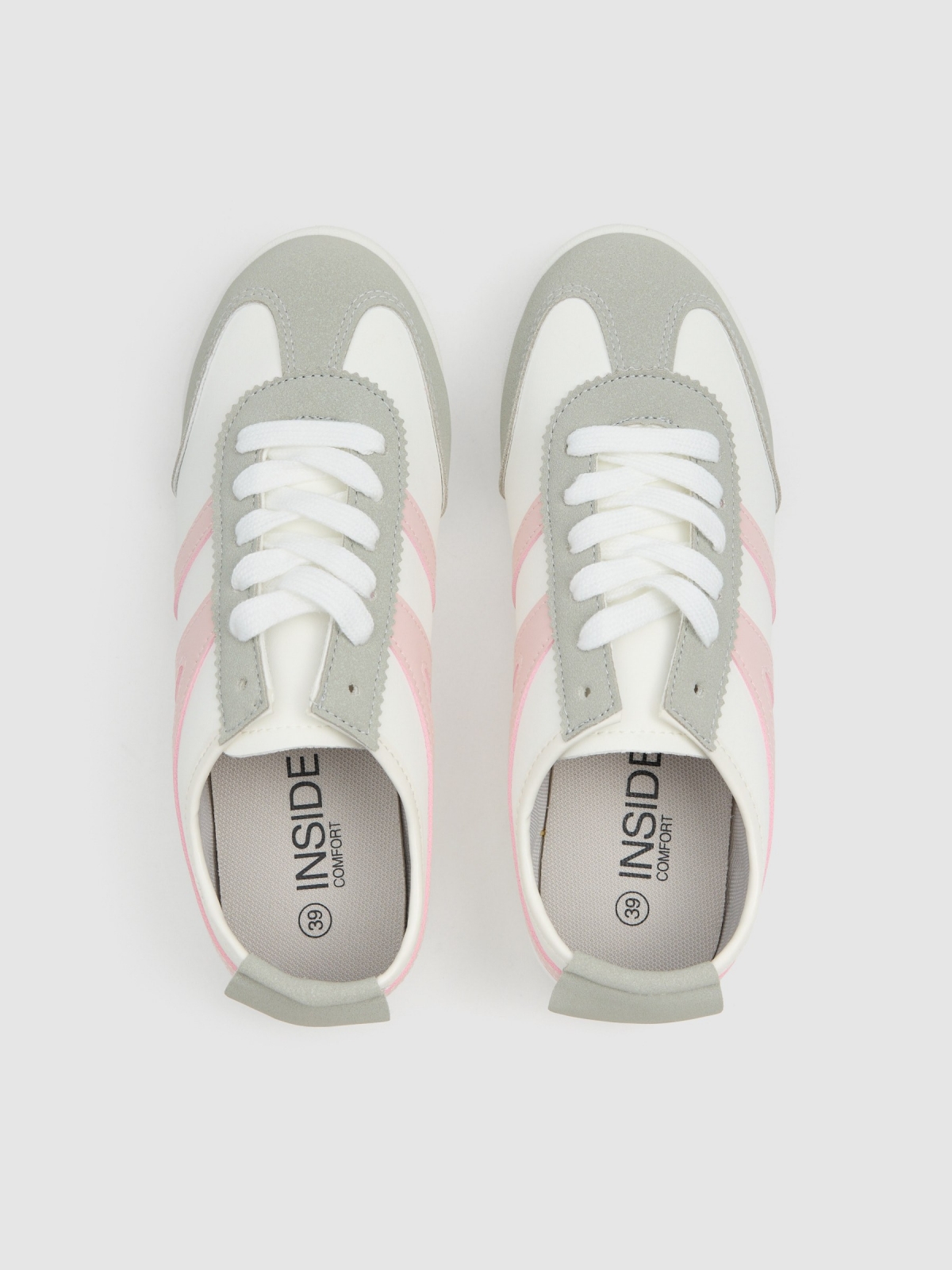 Combined faux leather sportswear white zenithal view