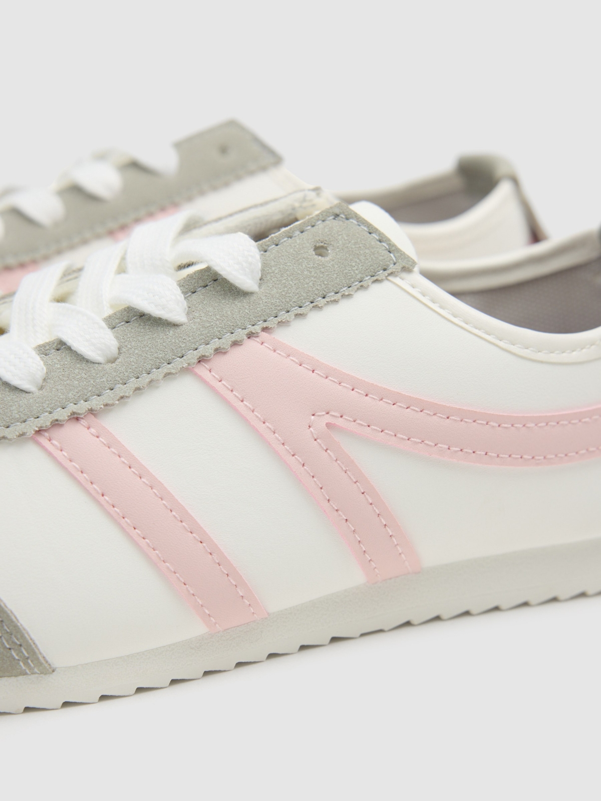 Combined faux leather sportswear white detail view