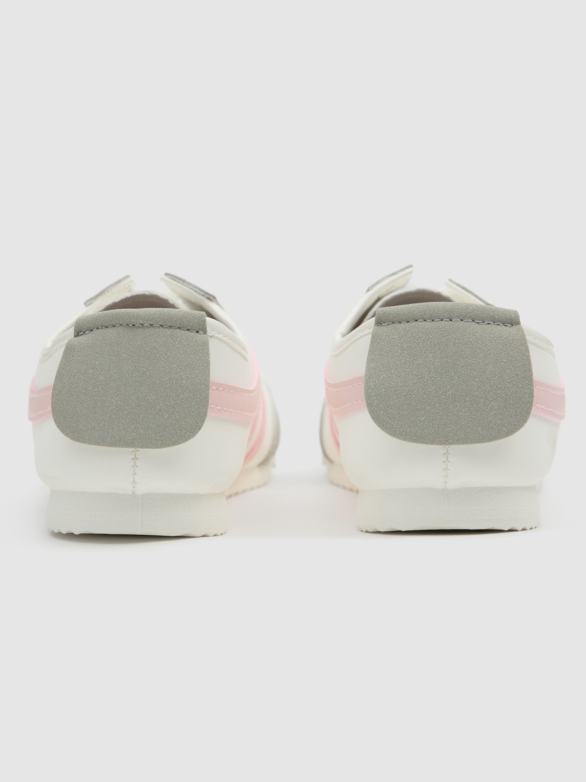 Combined faux leather sportswear white detail view