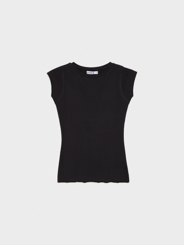  Black basic cotton t-shirt black front view