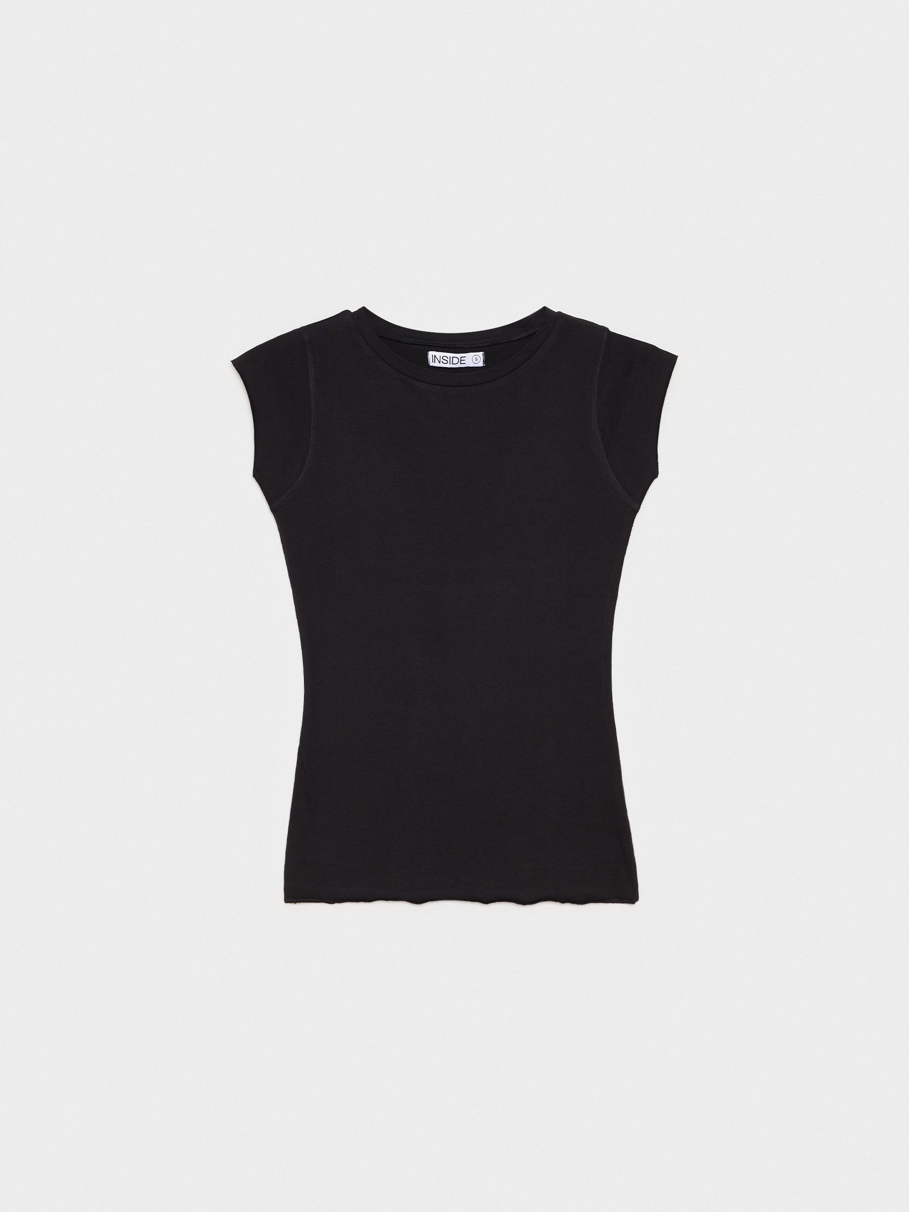 Black basic cotton t-shirt black middle front view