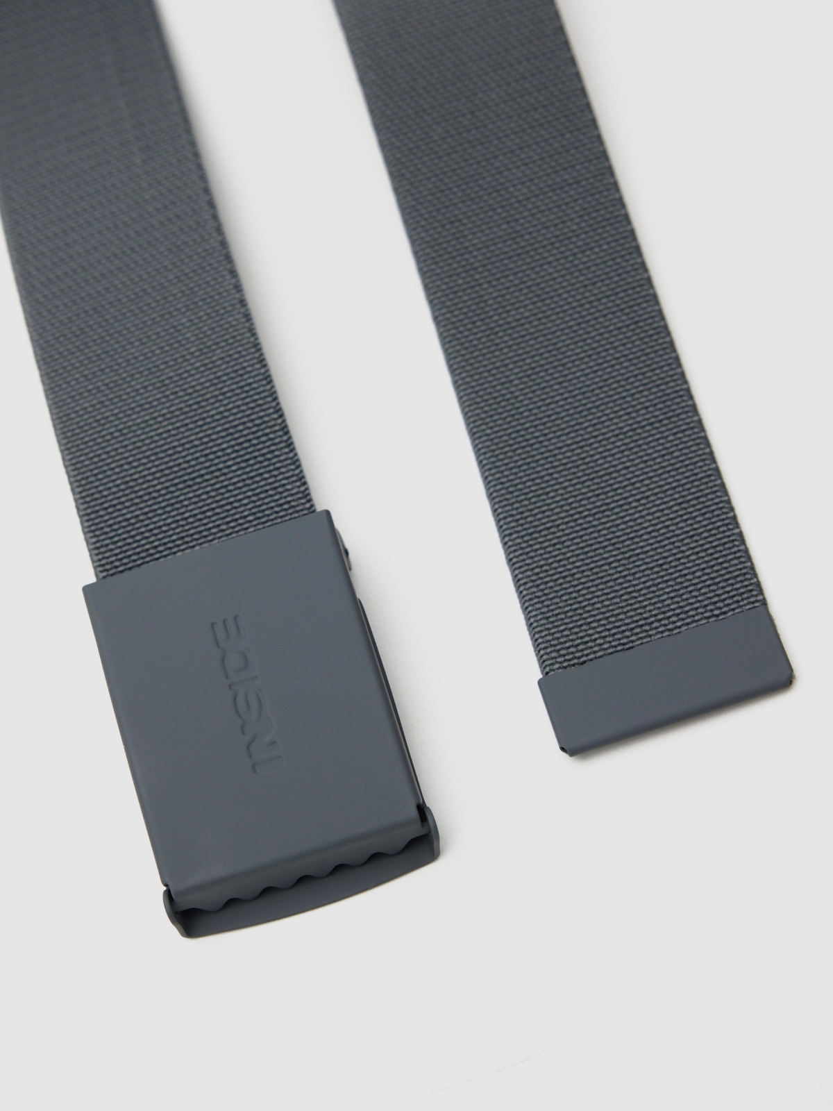 Black canvas belt grey detail view