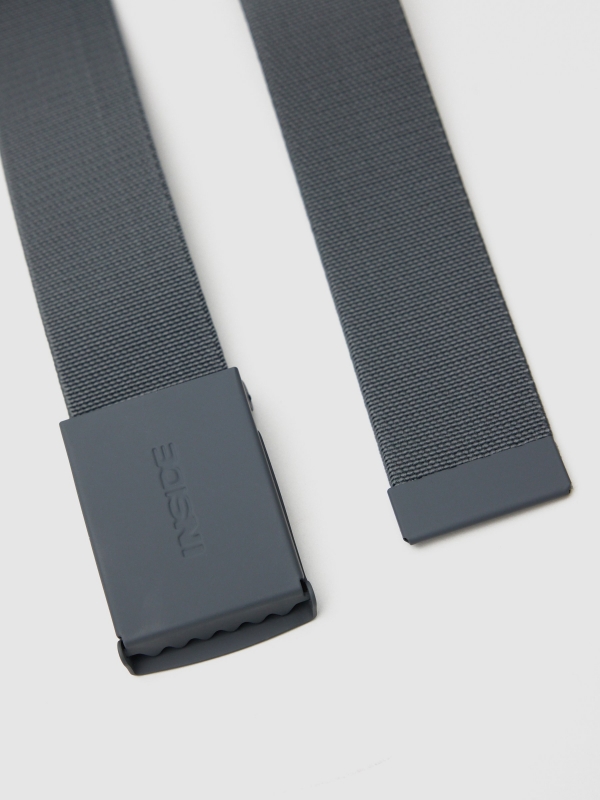 Black canvas belt grey detail view