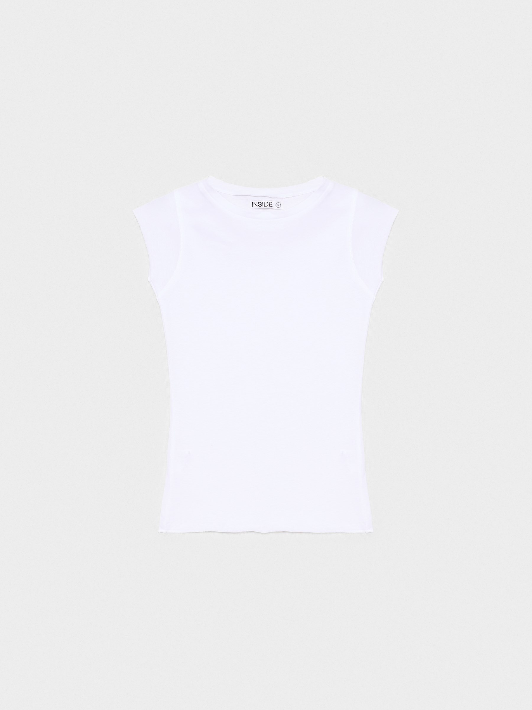 Black basic cotton t-shirt white middle front view