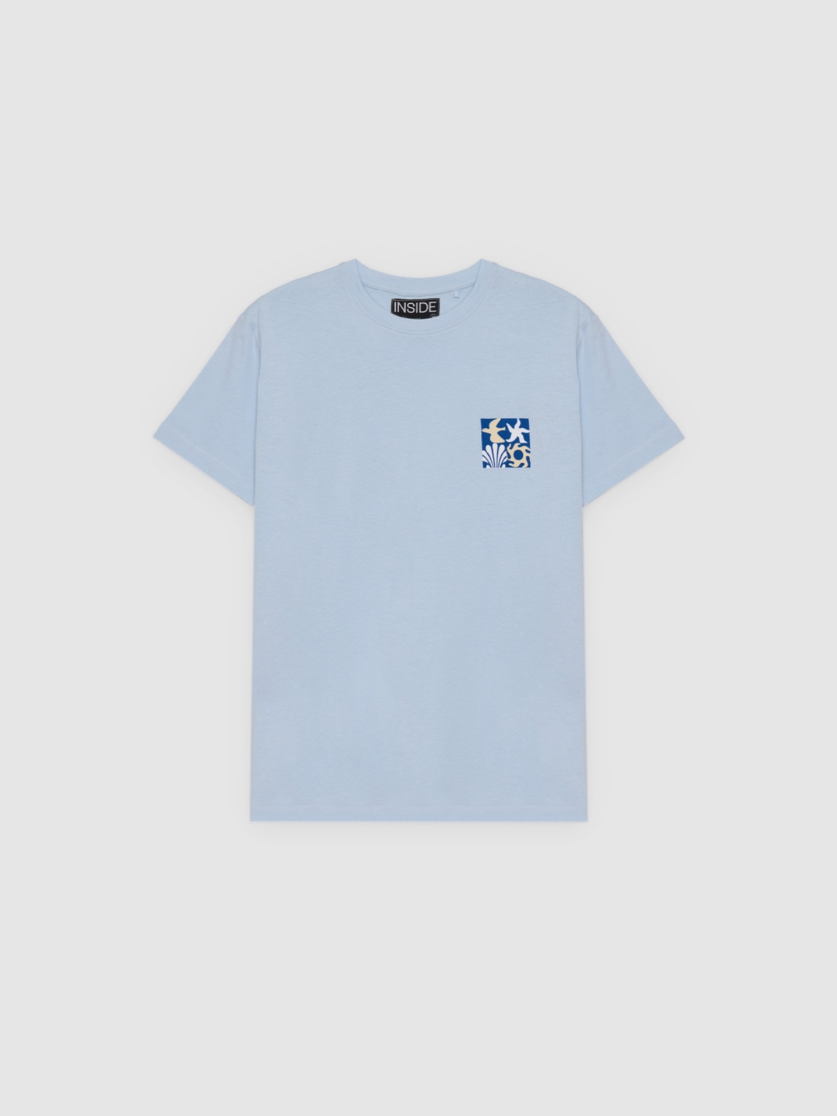 %Pto% Camiseta azul estampa tropical azul claro vista frontal