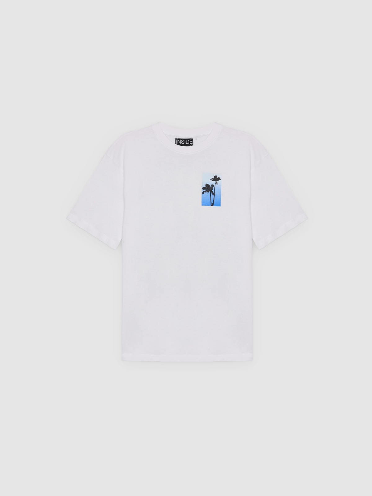 %Pto% White oversized tropical t-shirt white front view