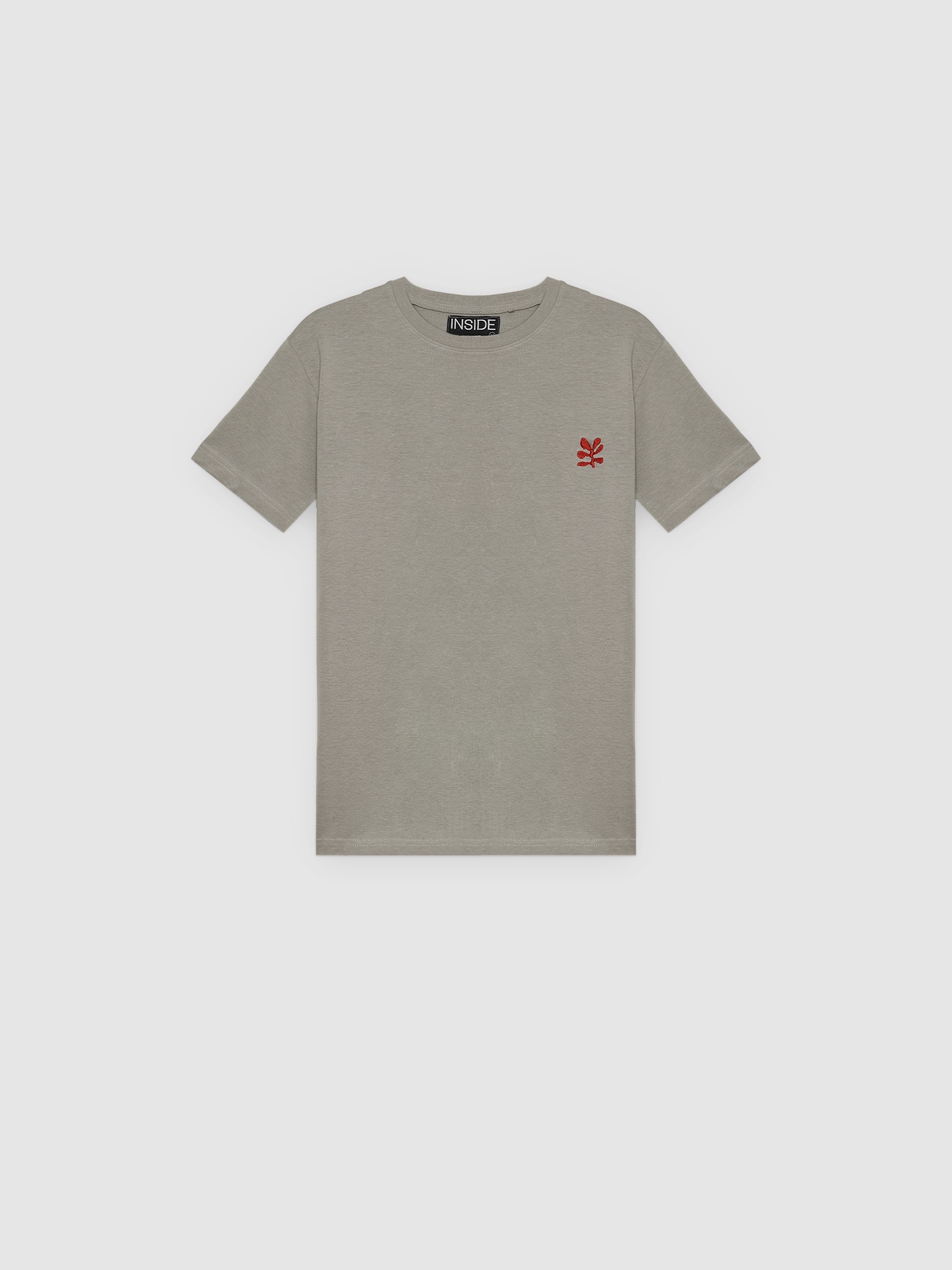 Camiseta tropical bordado verde vista media frontal