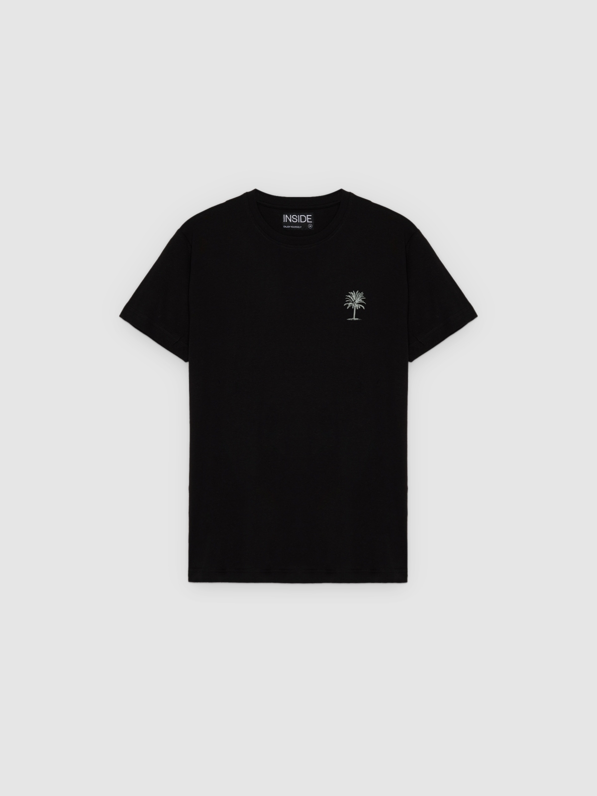 %Pto% Black palm tree t-shirt black front view