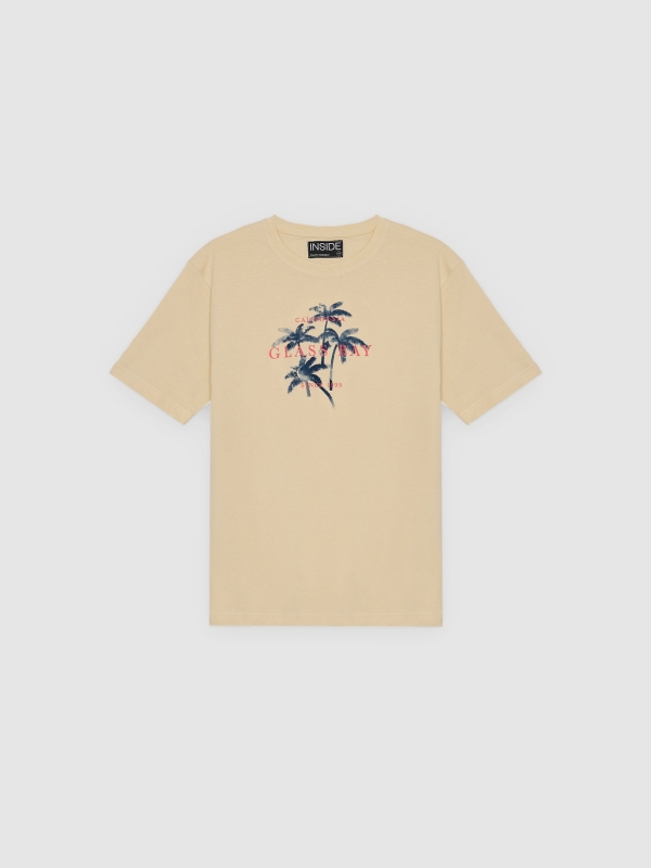  Tropical palm trees t-shirt sand front view