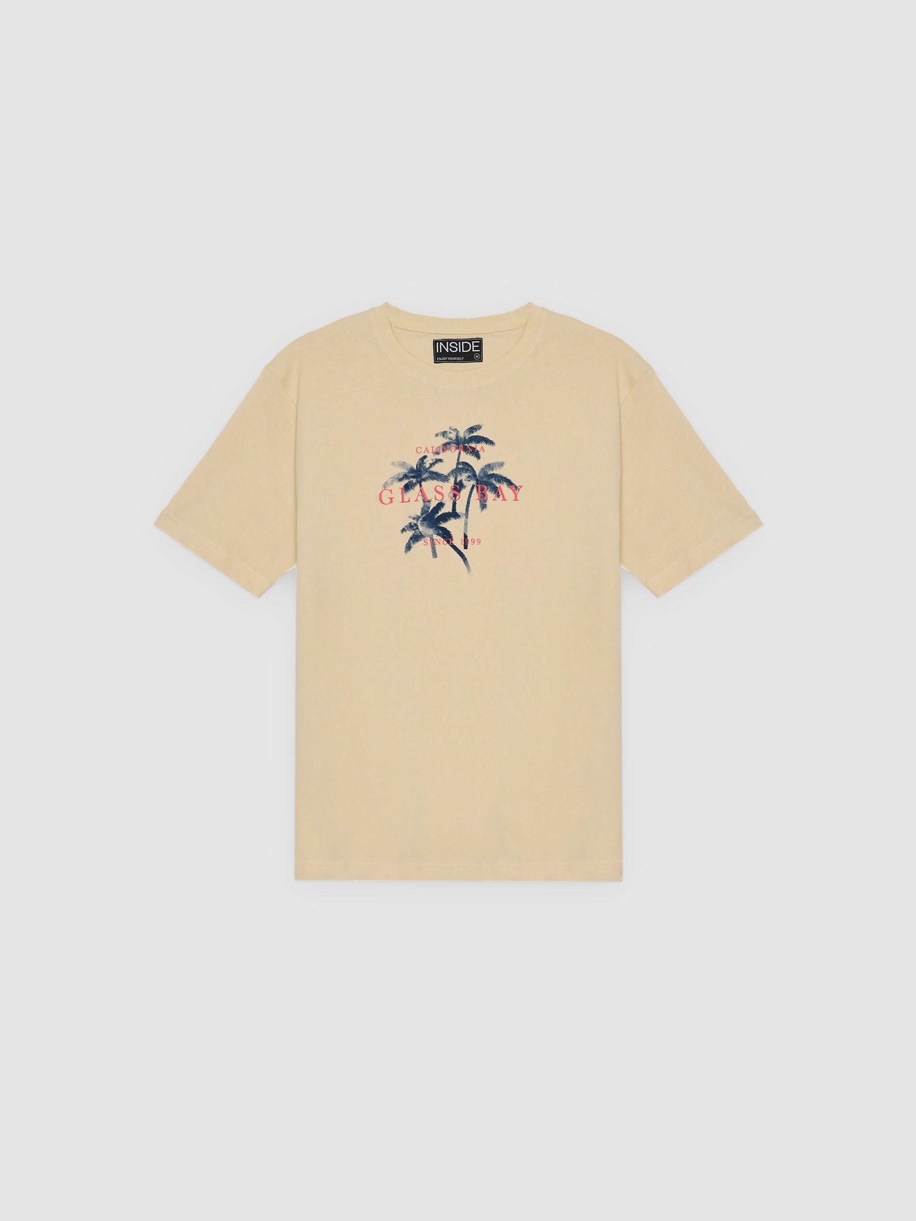 Tropical palm trees t-shirt sand middle front view