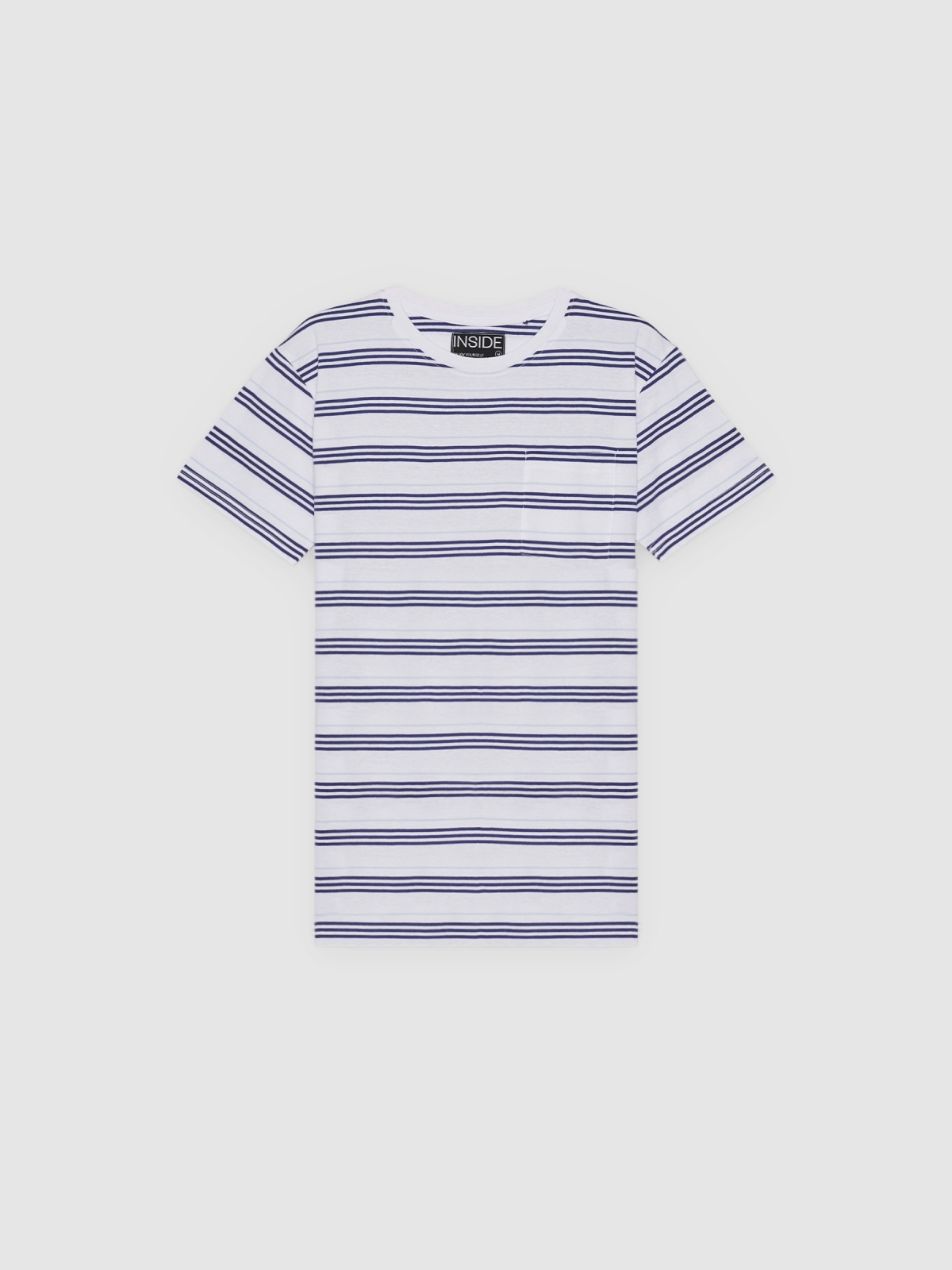 %Pto% Camiseta listrada de manga curta branco vista frontal