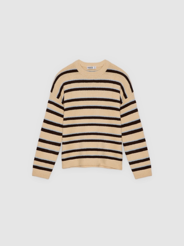  Striped faux fur sweater multicolor front view