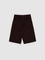 %Pto% Cotton twill Bermuda shorts chocolate front view