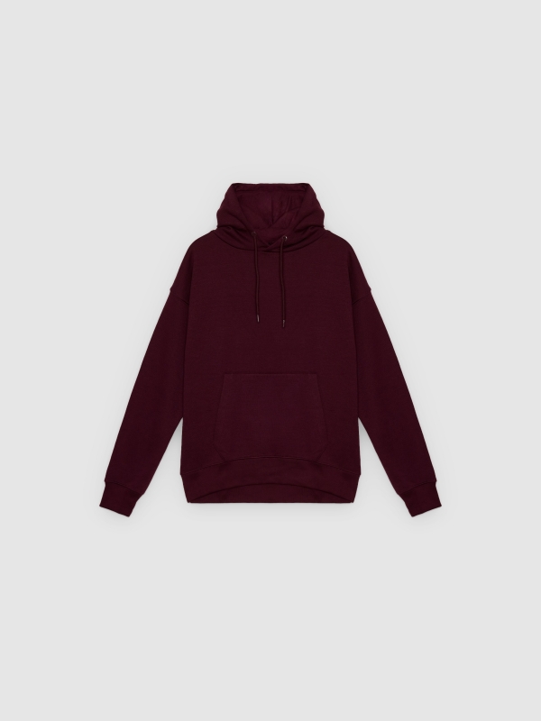  Basic hooded sweatshirt burgundy front view