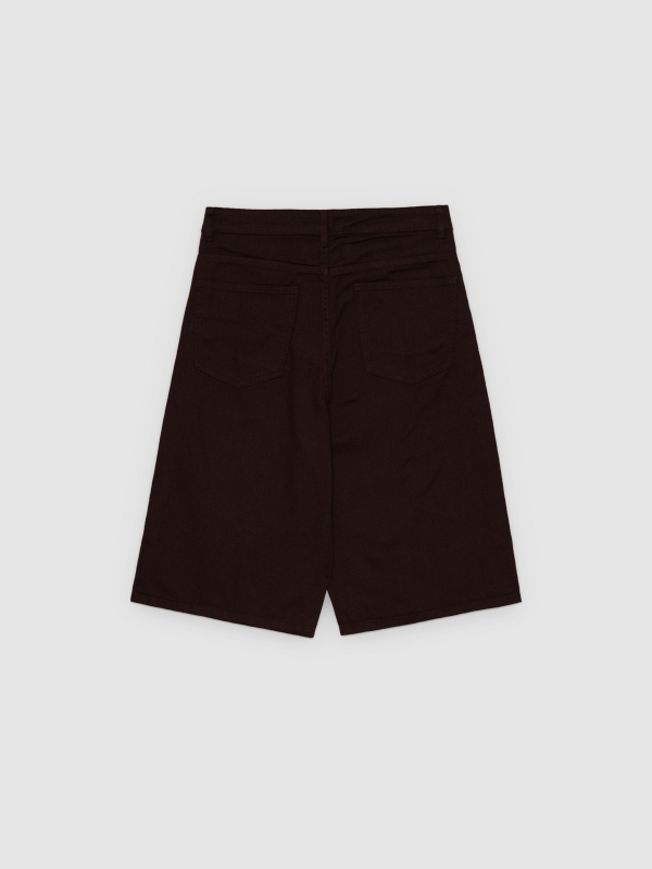 Bermudas sarja algodão chocolate vista traseira