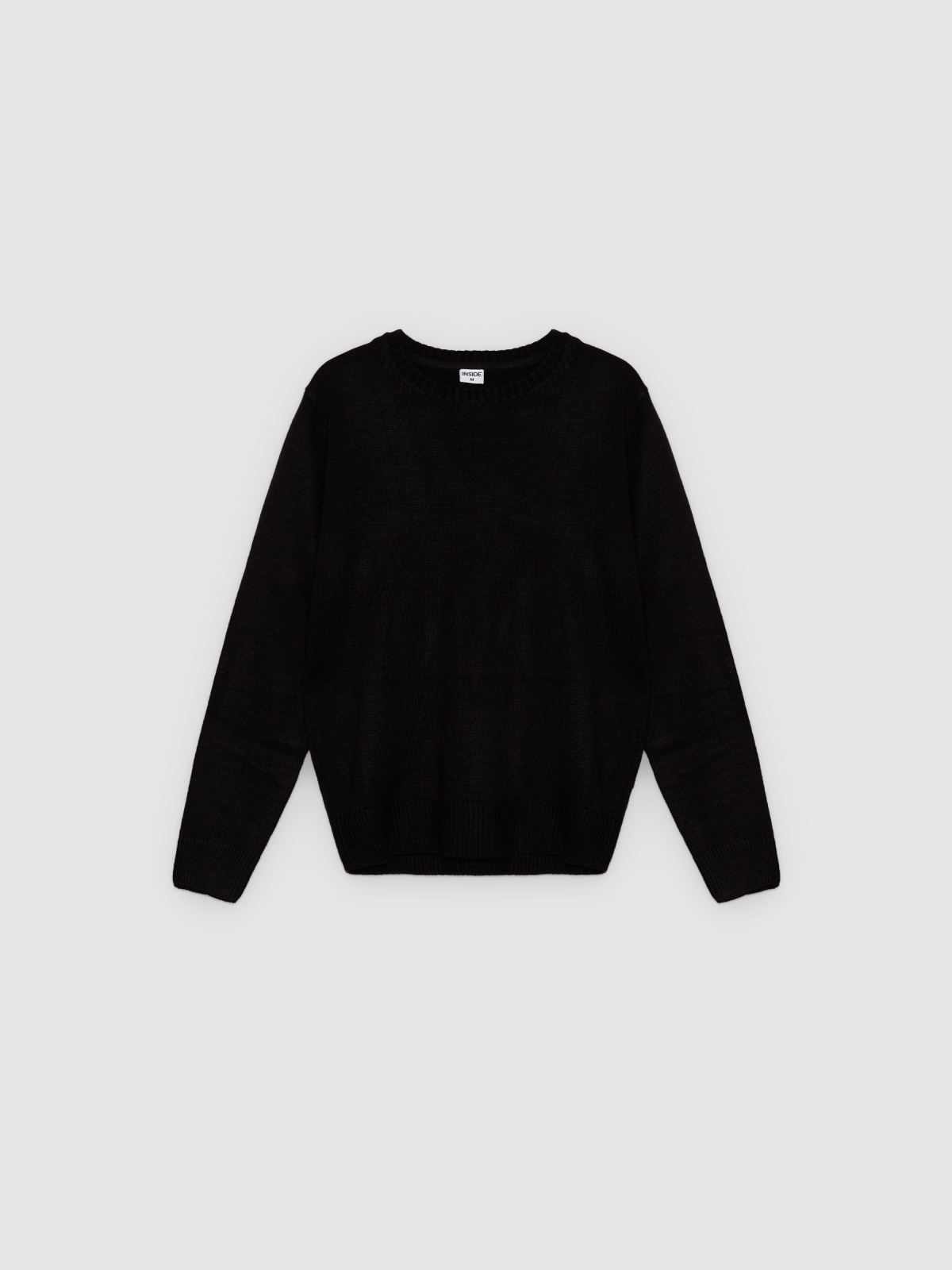 %Pto% Jersey punto cuello redondo negro vista frontal