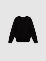 %Pto% Round neck knit sweater black front view