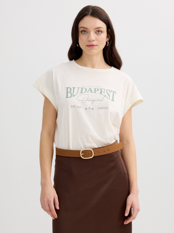 Budapest sleeveless shirt off white middle front view