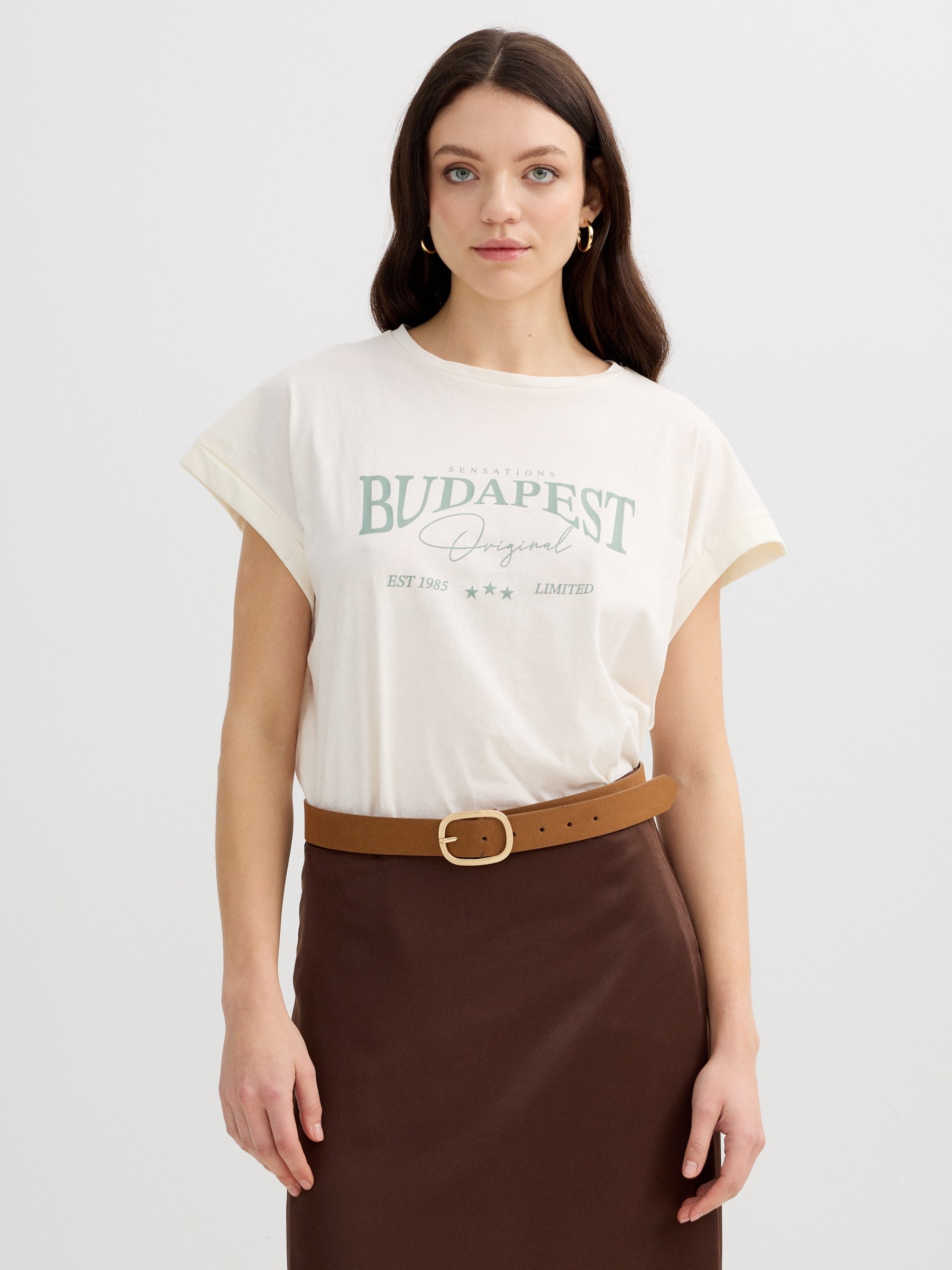 Budapest sleeveless shirt off white middle front view